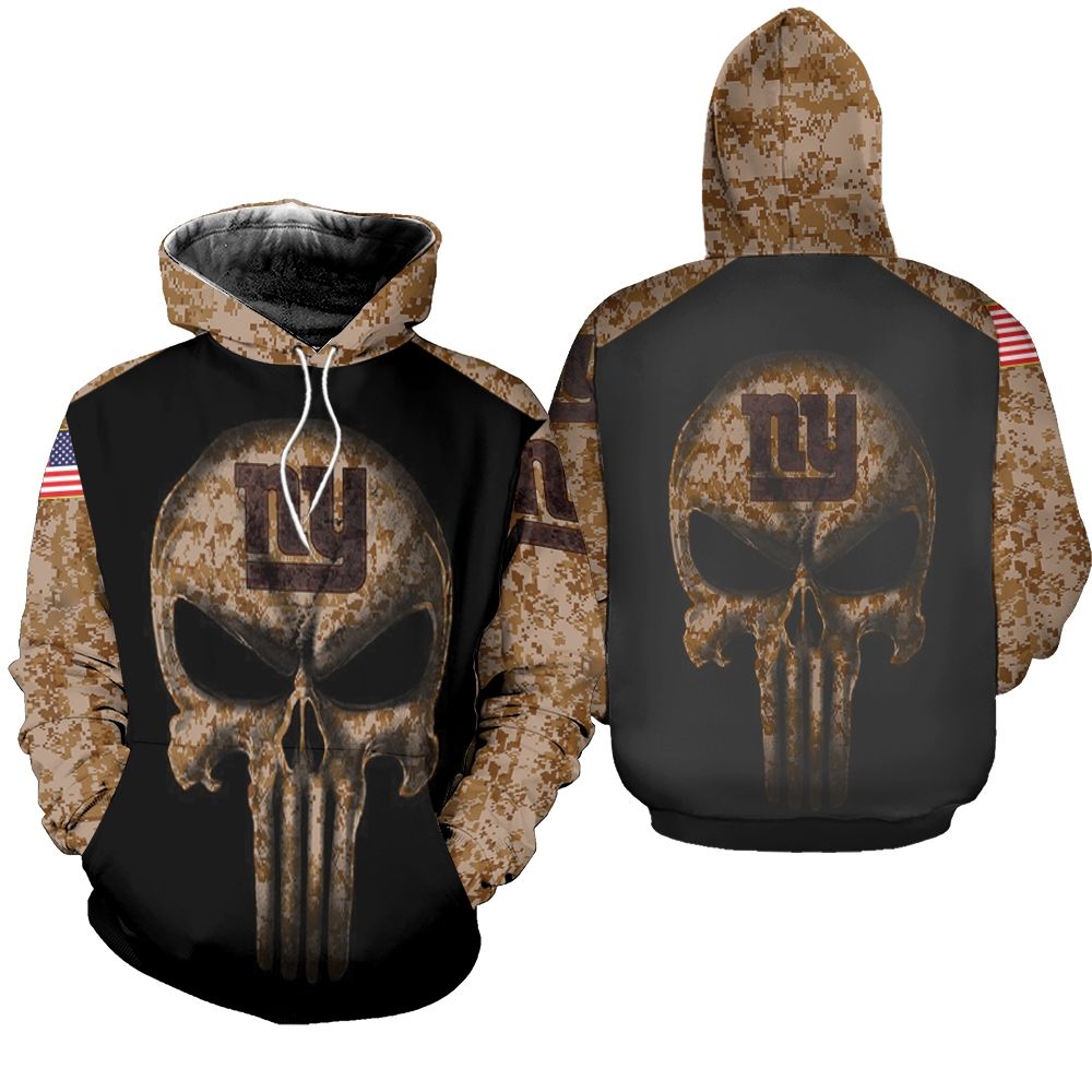 Camouflage Skull New York Giants American Flag Hoodie