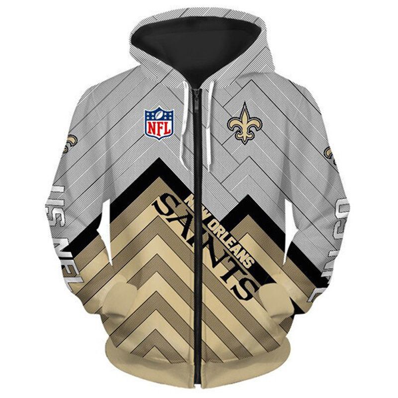 New Orleans Saints Sweatshirt Unisex Branded Team Block Full-Zip Hoodie