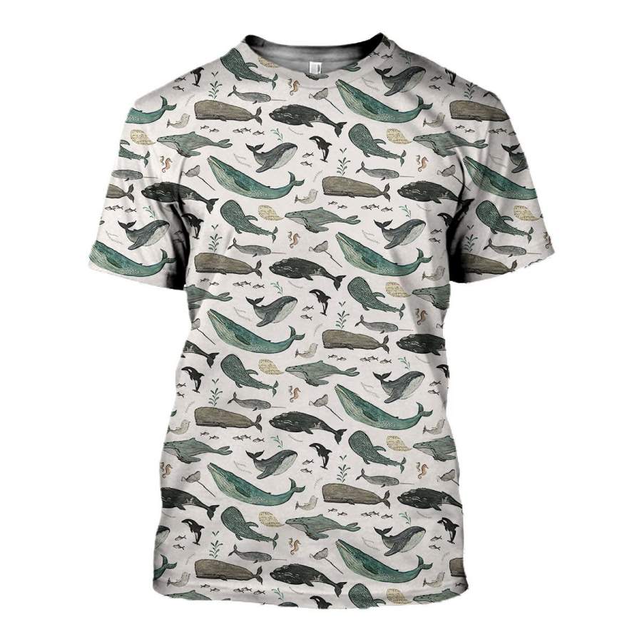 3D All Over Printed Whale Song Shirt And Shorts