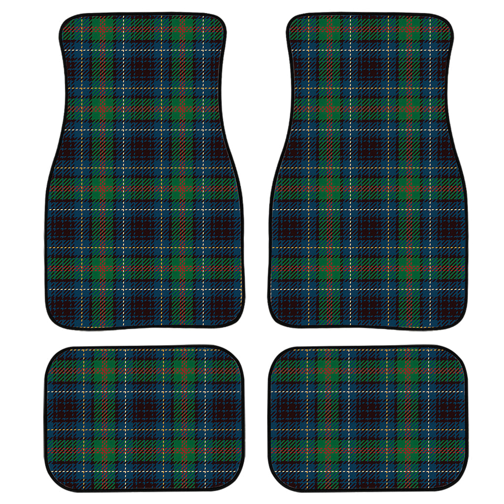 Blue And Green Tartan Pattern Print Front And Back Car Floor Mats, Front Car Mat