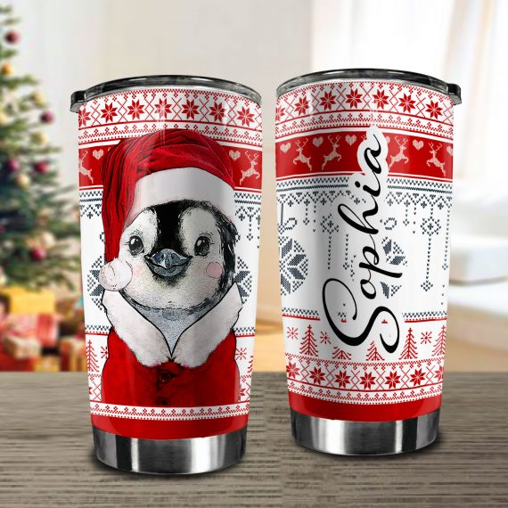 Penguin Christmas Personalized Stainless Steel Tumbler Qdh