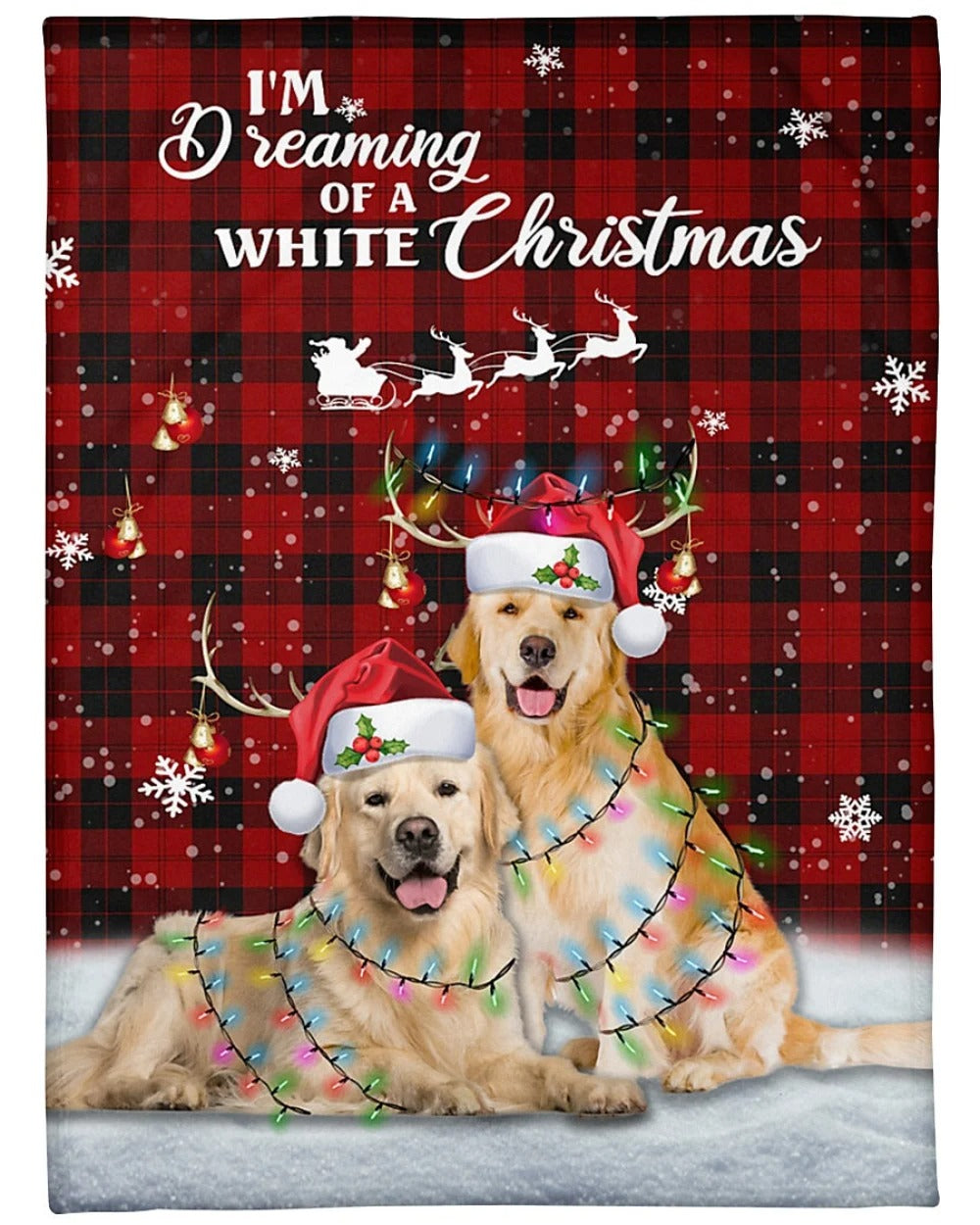 I’M Dreaming Of A White Christmas Golden Retriever, Fleece Sherpa  Blankets, Gifts For Dog Lovers, Gifts For Pet Lovers Fleece Blanket, Sherpa Blanket