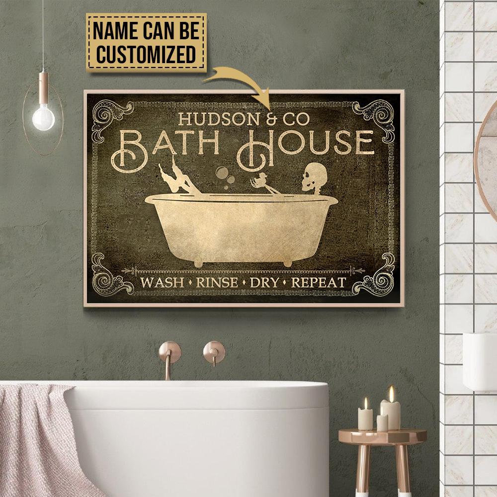 Aeticon Gifts Personalized Skeleton Bath House Canvas Mom Dad Gift Home Decor