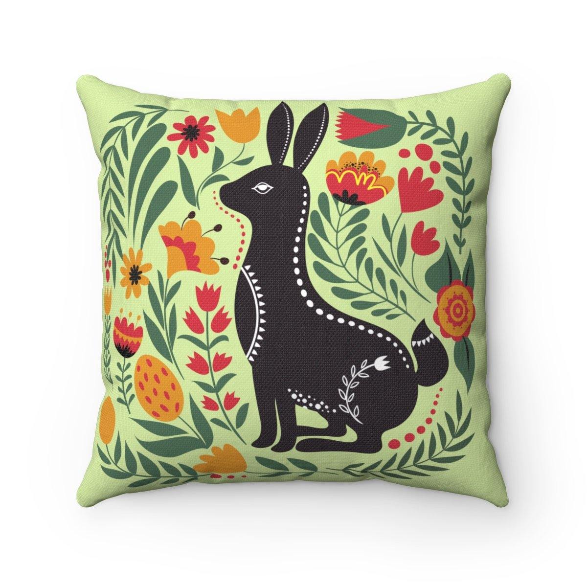 Woodland Style Rabbit Polyester Square Pillow