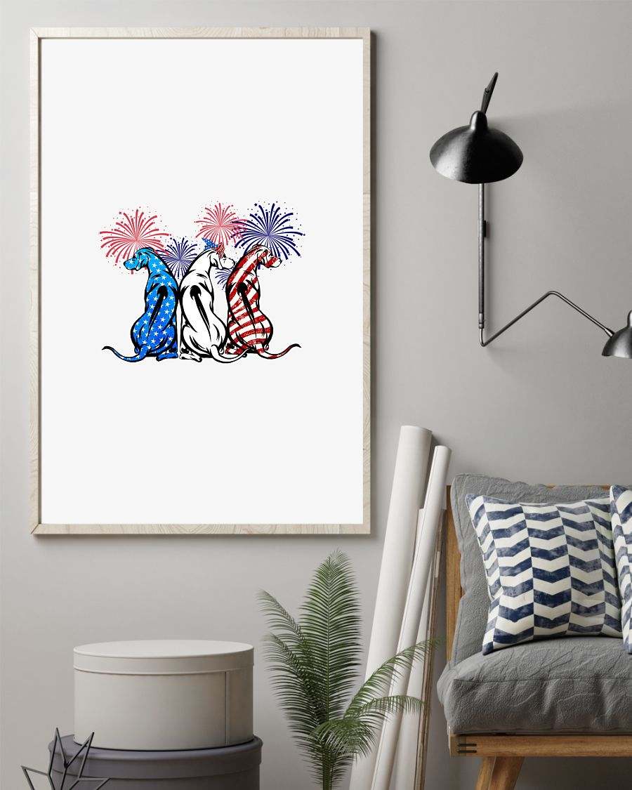 Rhodesian Ridgeback freedom color art american Independence day poster 12×18, 16×24, 24×36 in