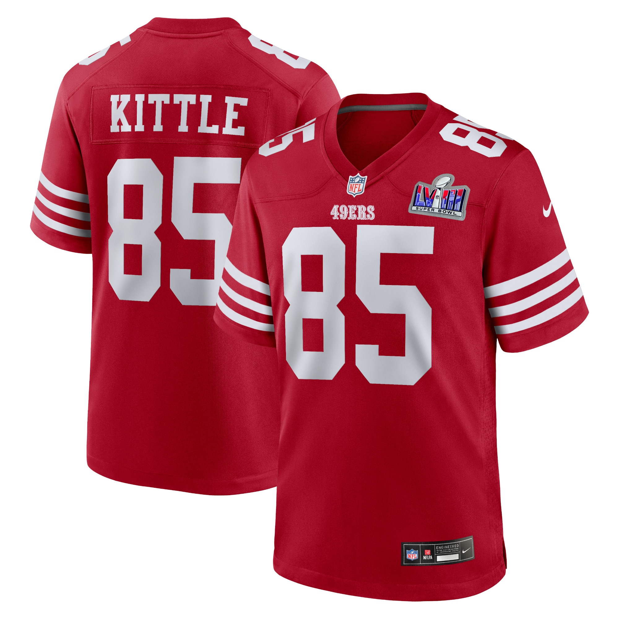 George Kittle San Francisco 49ers Super Bowl LVIII Game Jersey – Scarlet