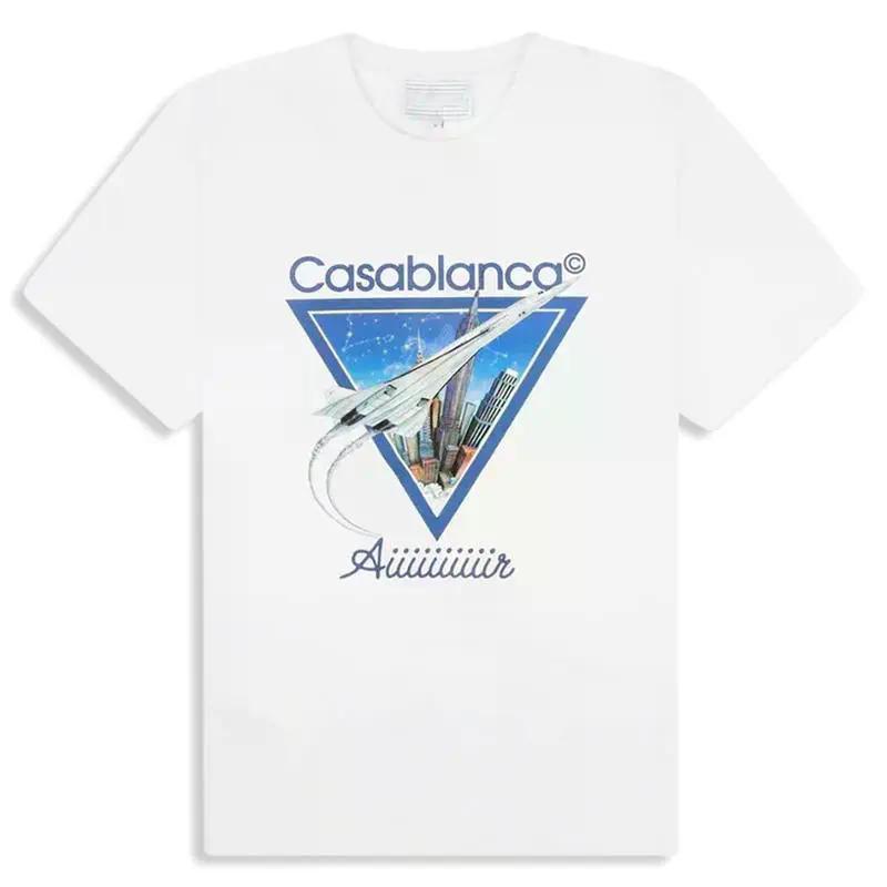 Casablanca White Aiiir Graphic Tee Unisex Printed T-Shirt for Men and Women