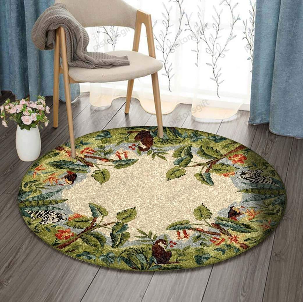 Tropical Animal Round Rug Pistons Gift