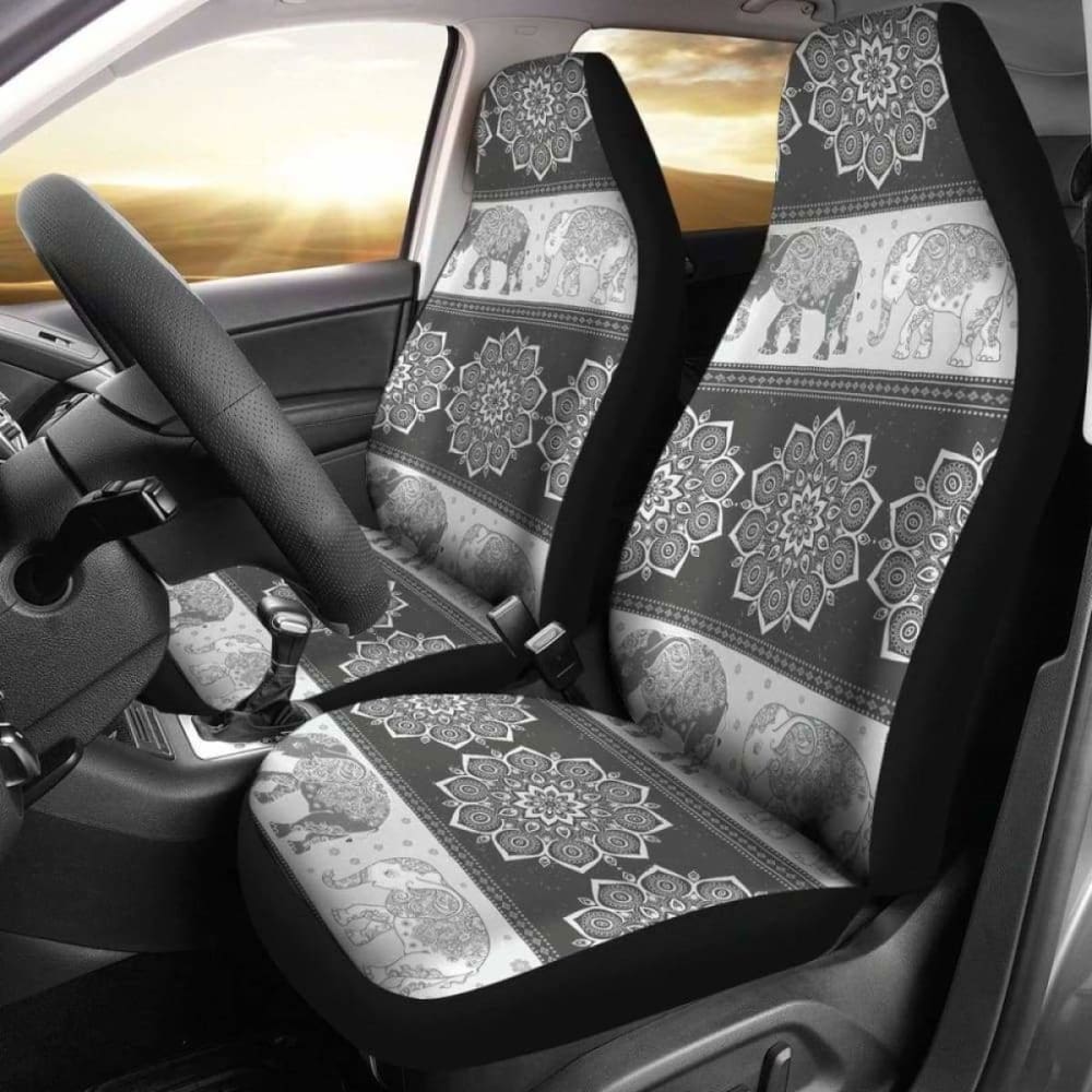 Flower Mandala Elephant Grey Car Seat Covers 202820