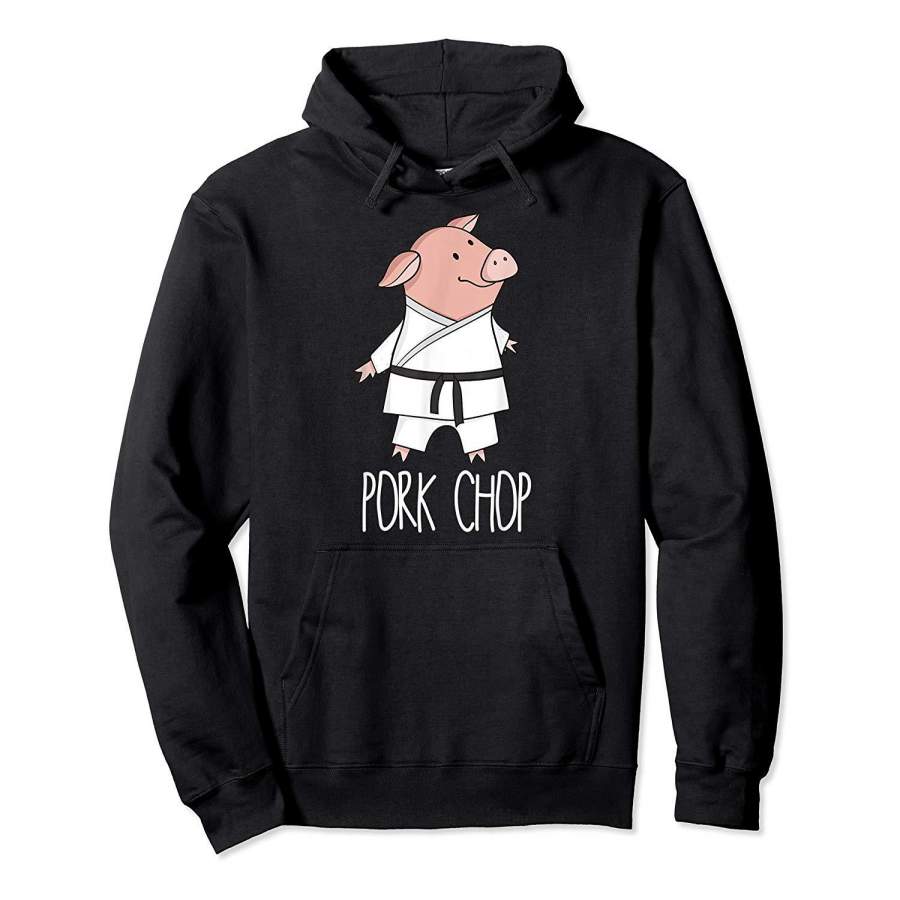 Pork Chop   Funny Pig Animal Pun Karate Hoodie Premium Tee