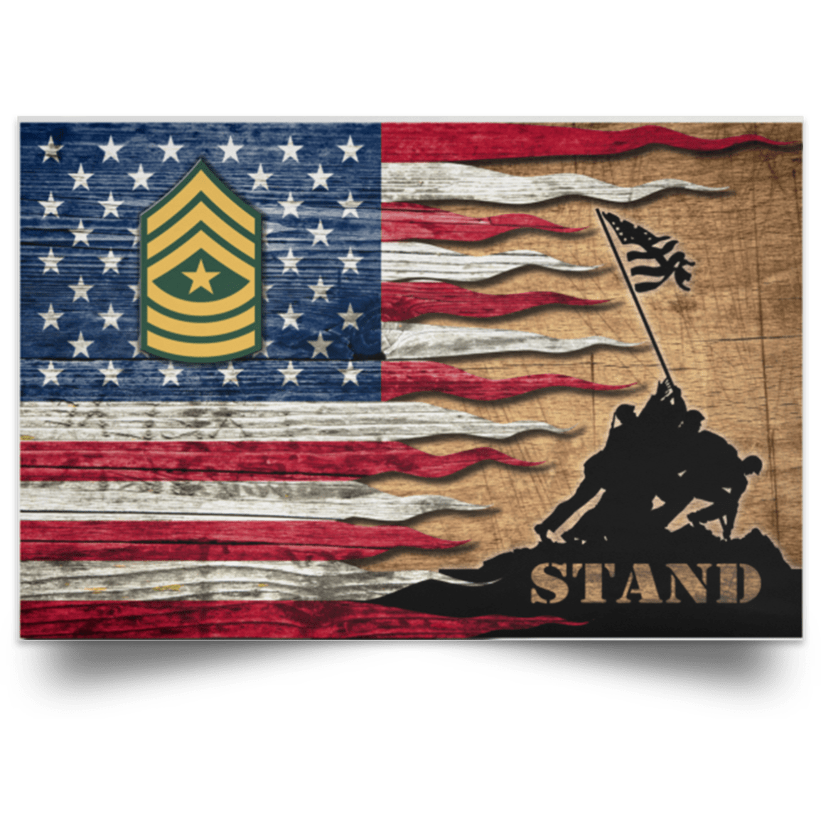 US Army E-9 Sergeant Major E9 SGM Noncommissioned Officer Stand For The Flag Satin Landscape Poster