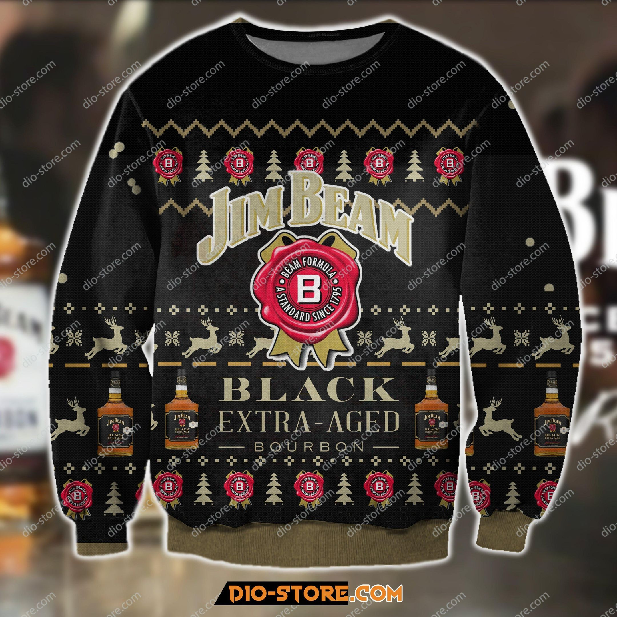 3D Print Jim Beam Black Extra Aged Bourbon Ugly Christmas Sweater 2021