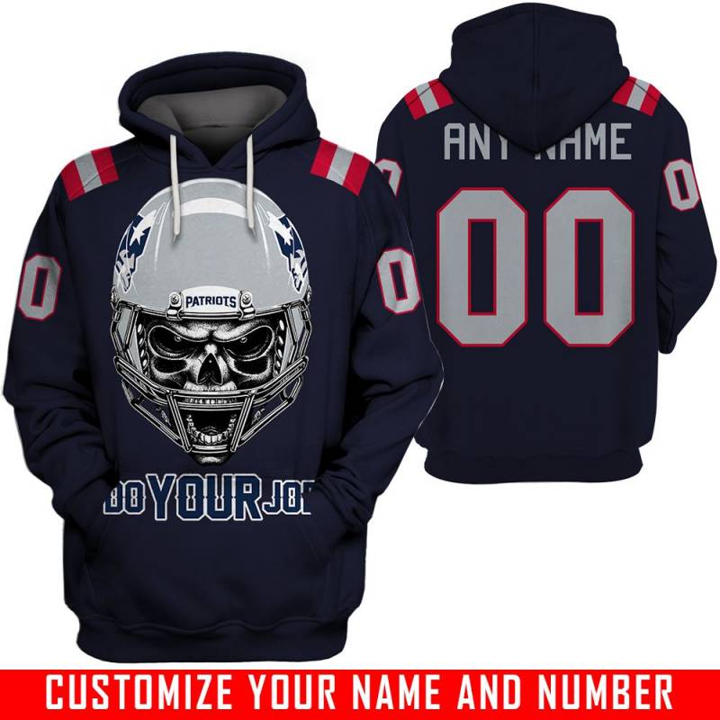 Skull – V1 – New England Patriots – CUSTOMIZE NAME AND NUMBER – HOT SALE 3D PRINTED – NOT IN STORE