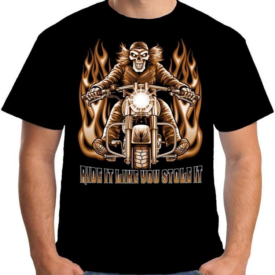Personalized T-shirt Mens Ride It Like You Stole It Biker Cotton T-shirt Men’s Fitness T-shirt