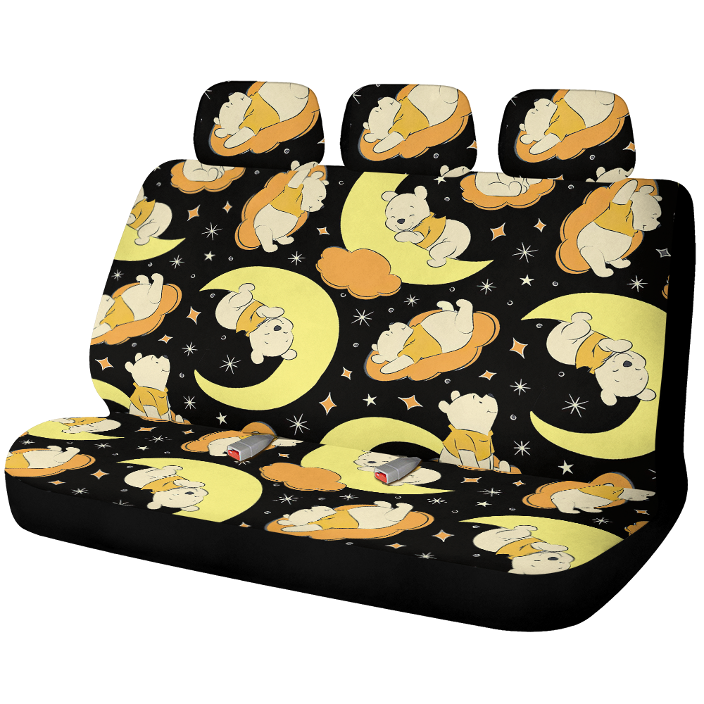 Pooh With Moon Yellow Car Back Seat Covers Decor Protectors