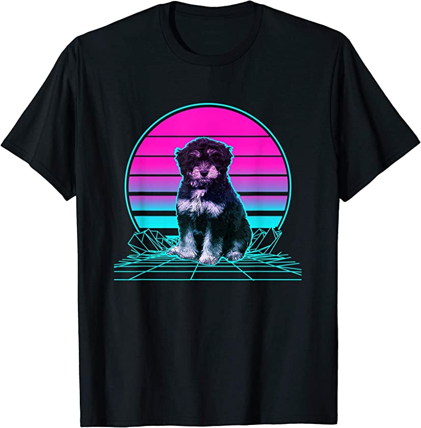 Vintage Retro Sunset Aussiedoodle T-Shirt