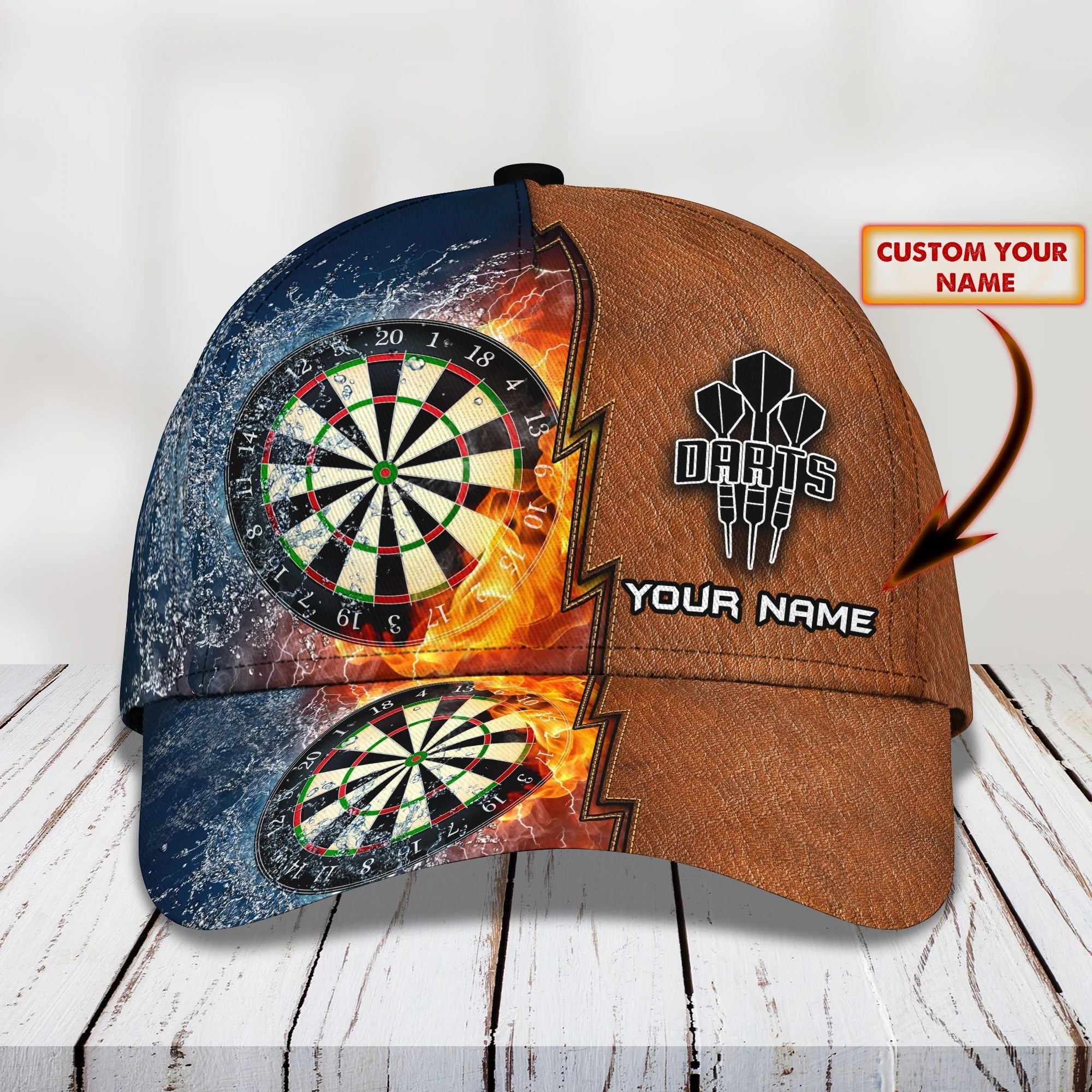 Customized Baseball Full Printed Dart Cap, Dart Cap Hat In Leather Pattern, To My Boy Darter Dart Lover Gifts