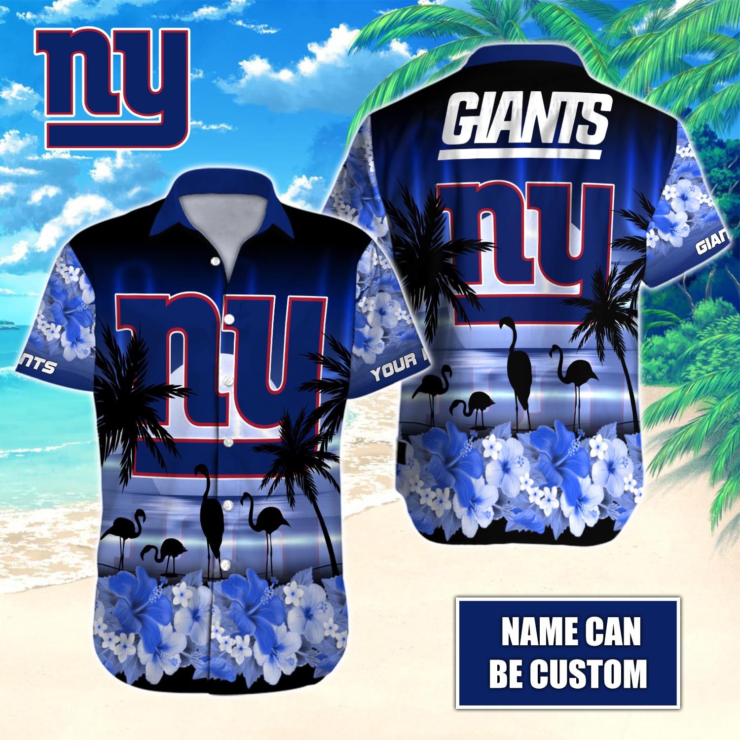 New York Giants Custom Name Hawaiian Shirt T-40718