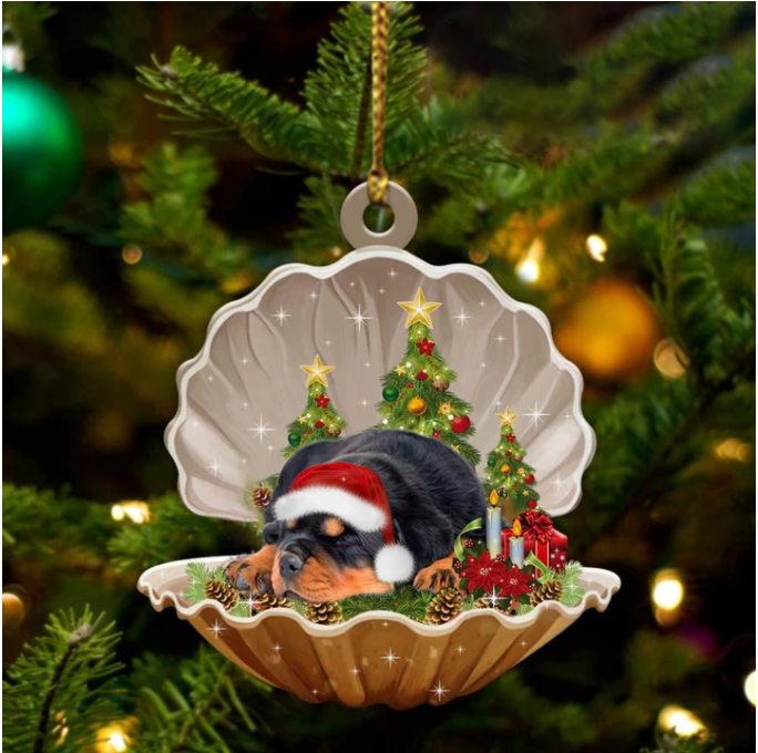 Rottweiler3-Sleeping Pearl In Christmas Two Sided Ornament