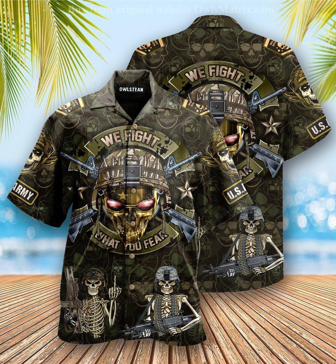 Veteran We Fight What You Fear Edition Hawaii Unisex Print Aloha Short Sleeve Casual Shirt Ha90779