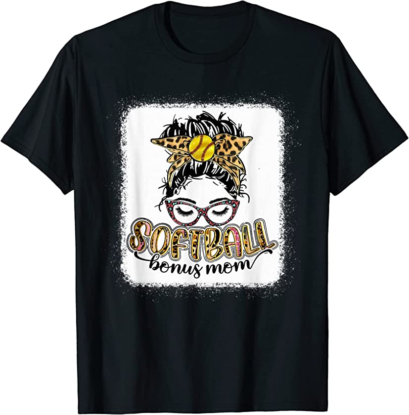 Softball Bonus Mom Leopard T-Shirt