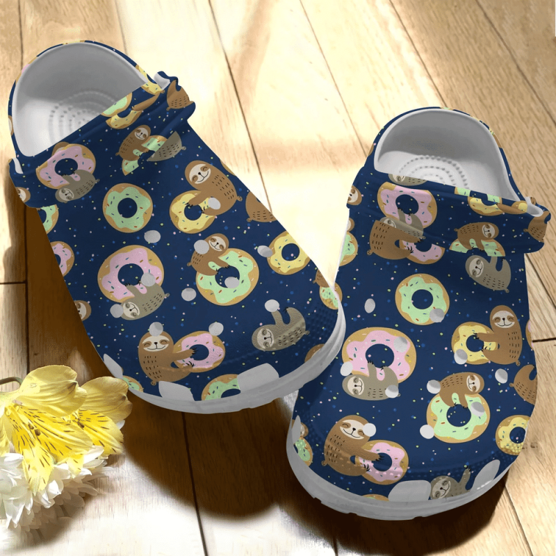 Sloths Love Donut Cute Animal Gift For Lover Rubber clog Shoes Comfy Footwear 2