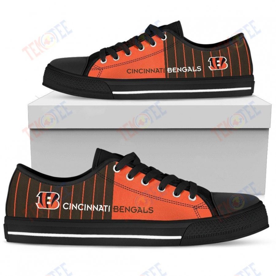 Mens Womens Cincinnati Bengals Simple Design Vertical Stripes Low Top Shoes Custom Print Footwear Convers Sneakers TMT201