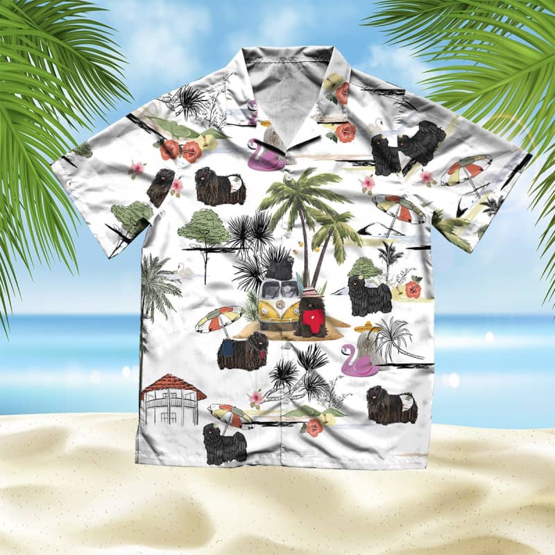 Unisex Puli Beach Hawaii Print Aloha Short Sleeve Casual Shirt Ha100299