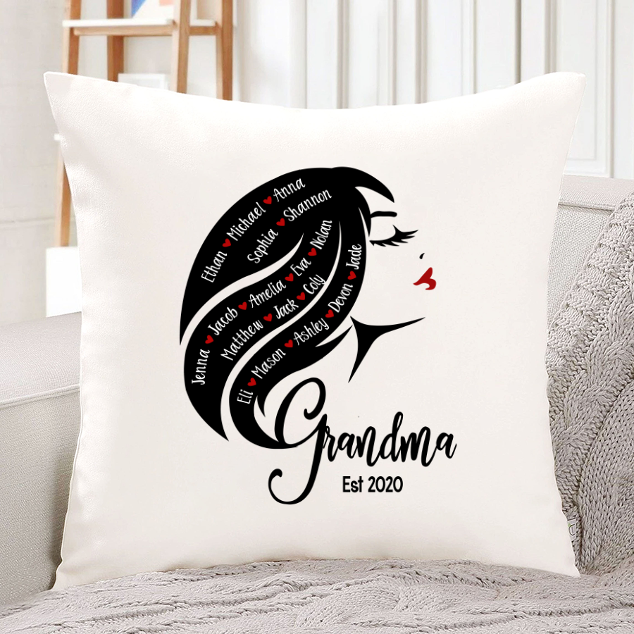 Grandma Est Beauty Woman Face Kid Names Pillow