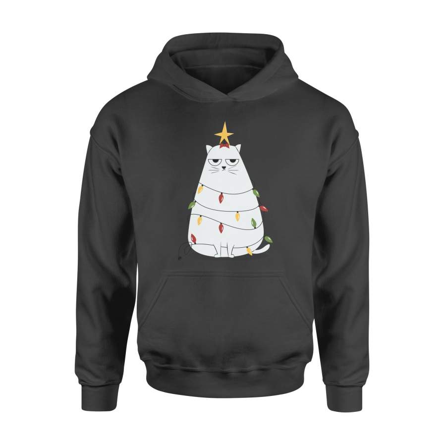 Christmas Gift Cute Cat Is Decored Like A Christmas Tree And Have Bethlehem On The Top Red Bow – Standard Hoodie