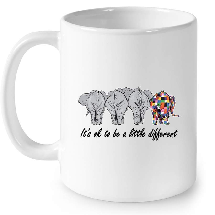 It’s Ok To Be A Little Different, Elephant Design – Full-Wrap Coffee White Mug