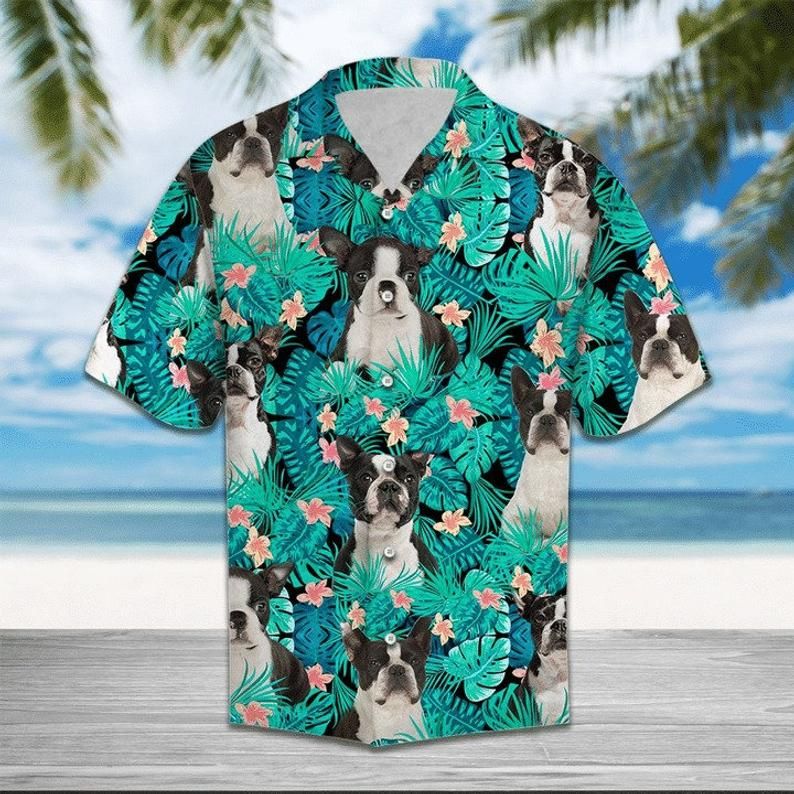 Boston Terrier Green Black Unique Design Hawaii Shirt Ha59571