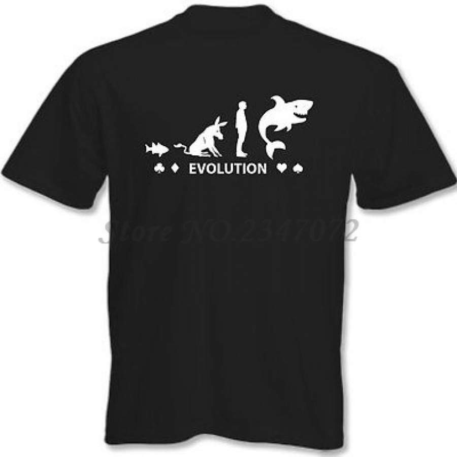 Poker ~ Fish To Shark Evolution ~ Mens Funny Poker T-Shirt