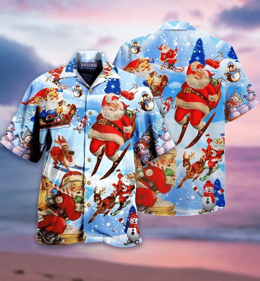 Skiing Santa Claus Hawaii Shirt Unique Ski Gifts Ha89022