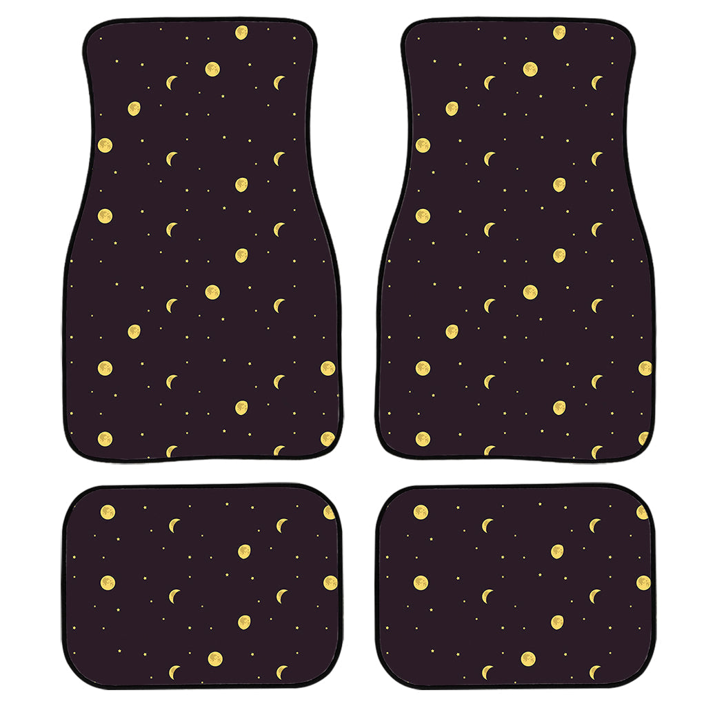 Moon Phase And Stars Pattern Print Front And Back Car Floor Mats, Front Car Mat