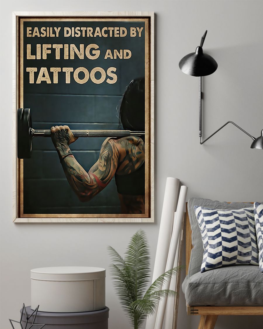 Fitness Tattoos Vertical Canvas And Poster | Wall Decor Visual Art