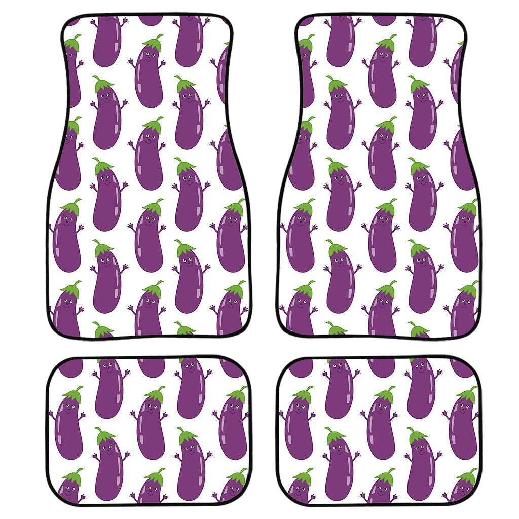 Cartoon Eggplant Pattern Print Front And Back Car Floor Mats, Front Car Mat