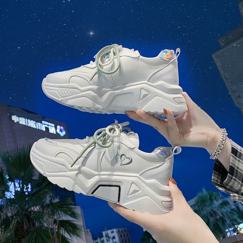 Microdeer Chunky Sneakers 2022 Spring New  Women Female Fashion Sneakers Lace-Up Basket Femme Dad Platform Sneakers For Women Zapatos