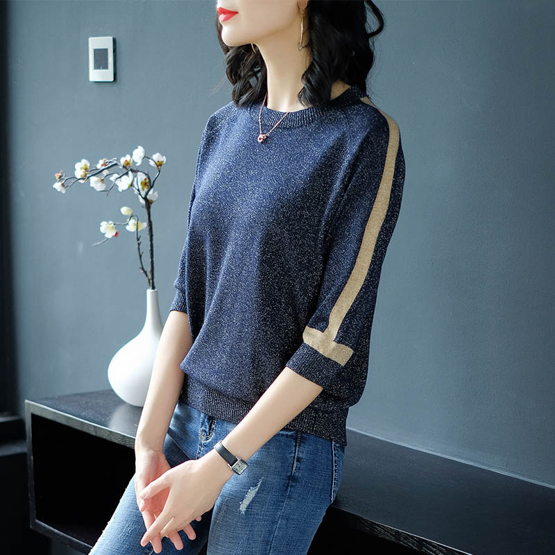 YISU thin Sweater Women Short sleeve Pullover Women fashion Bright silk Sweaters Women 2019 Spring Knitted sweaters Tops Femme alx