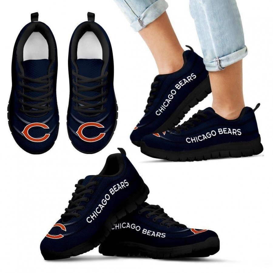 Wave Red Floating Pattern Chicago Bears Sneakers #981