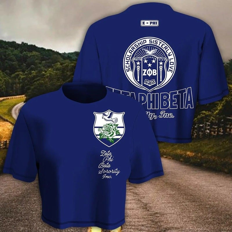 Sorority Tshirt – Scholarship Sisterly Love Zeta Phi Beta Croptop Tshirt