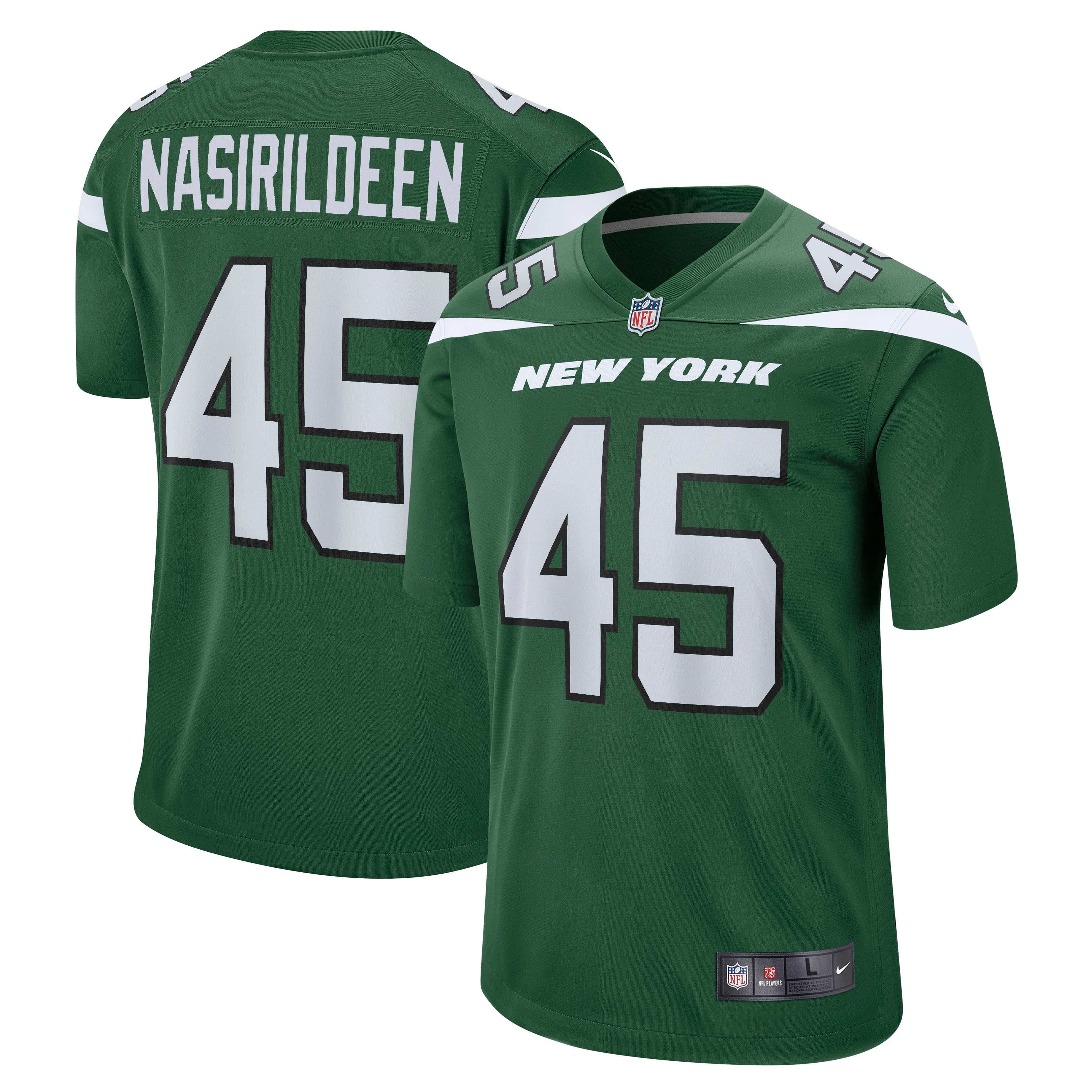 Men’s New York Jets Hamsah Nasirildeen Gotham Green Game Jersey