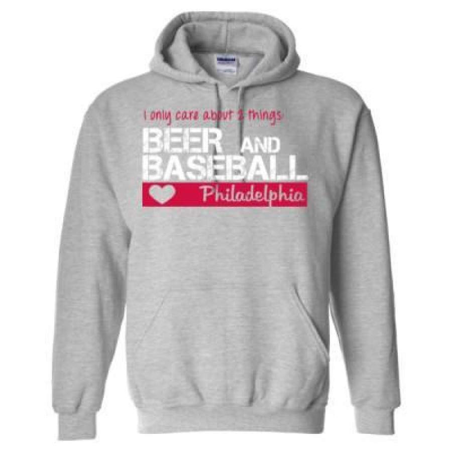 AGR Philadelphia Phillies I Only Care About 2 Things Beer And Baseball – Heavy Blend™ Hooded Sweatshirt