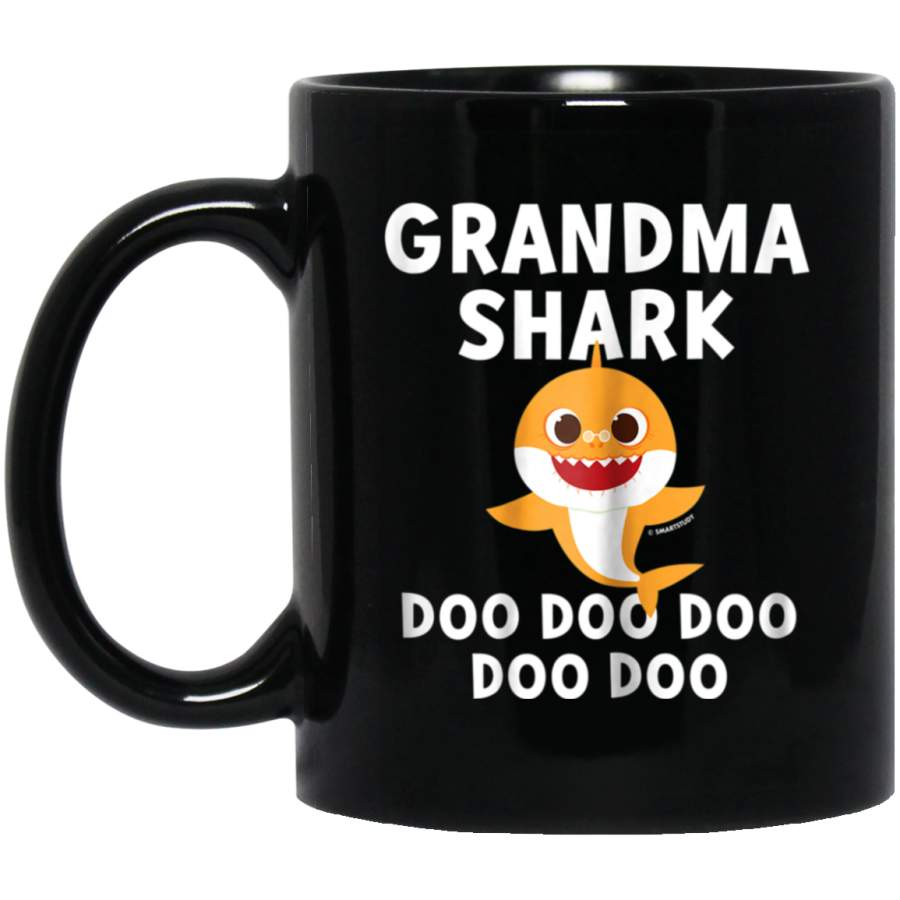 Womens Pinkfong Grandma Shark Official Black Mugs