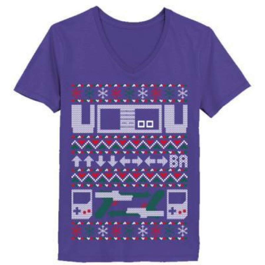 AGR Gamer Ugly Christmas Ugly Sweater Xmas – Ladies’ V-Neck T-Shirt