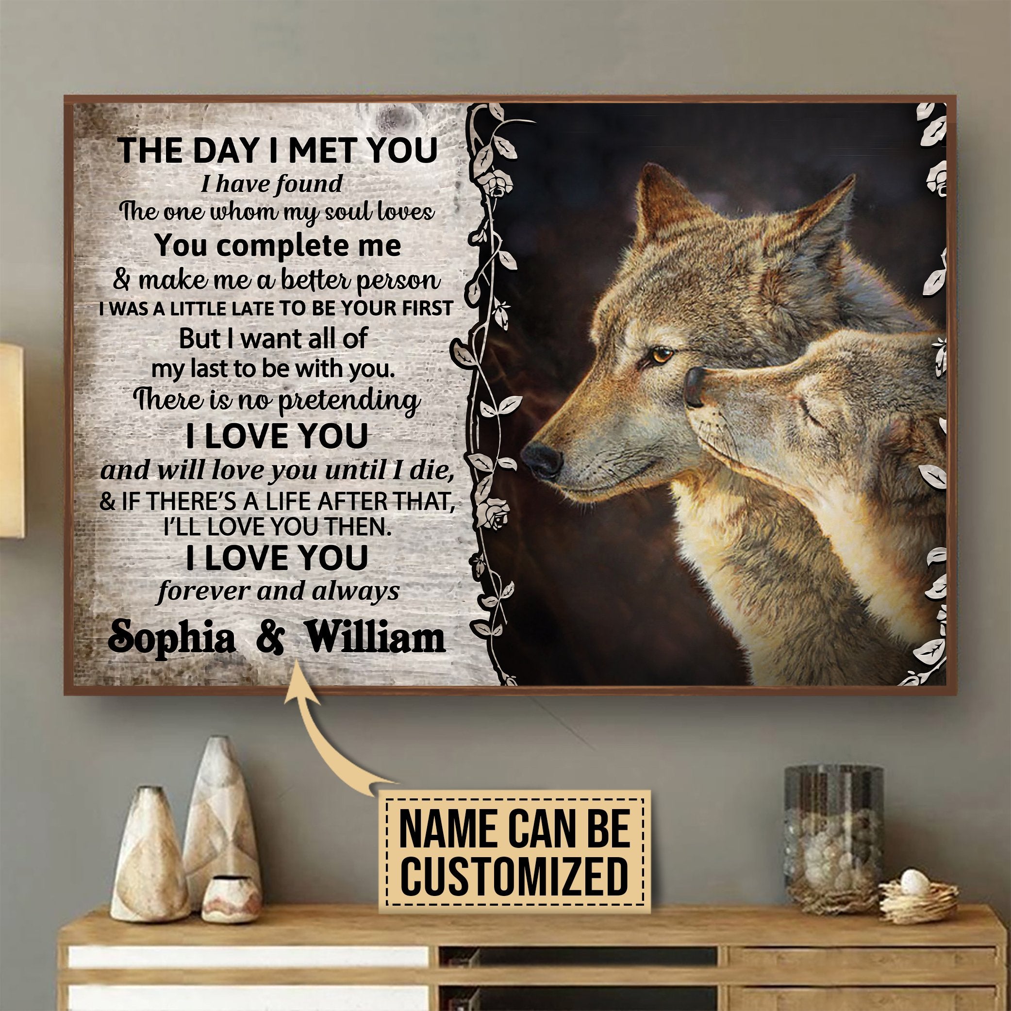 Aeticon Gifts Personalized Wolf The Day I Met Canvas Mom Dad Gift Home Decor