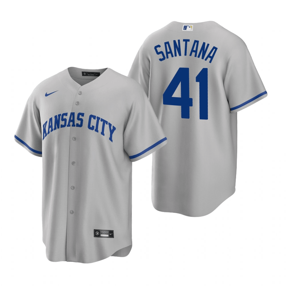 Carlos Santana Kansas City Royals Road Gray Baseball Player Jersey