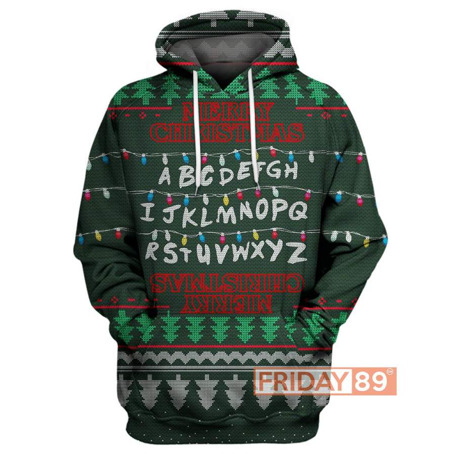 ST Alphabet Merry Christmas Upside Down Hoodie
