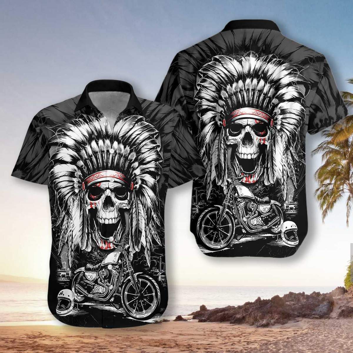 Chief Skull Motorcycle Unisex Hawaii Shirt Adult Ha18386