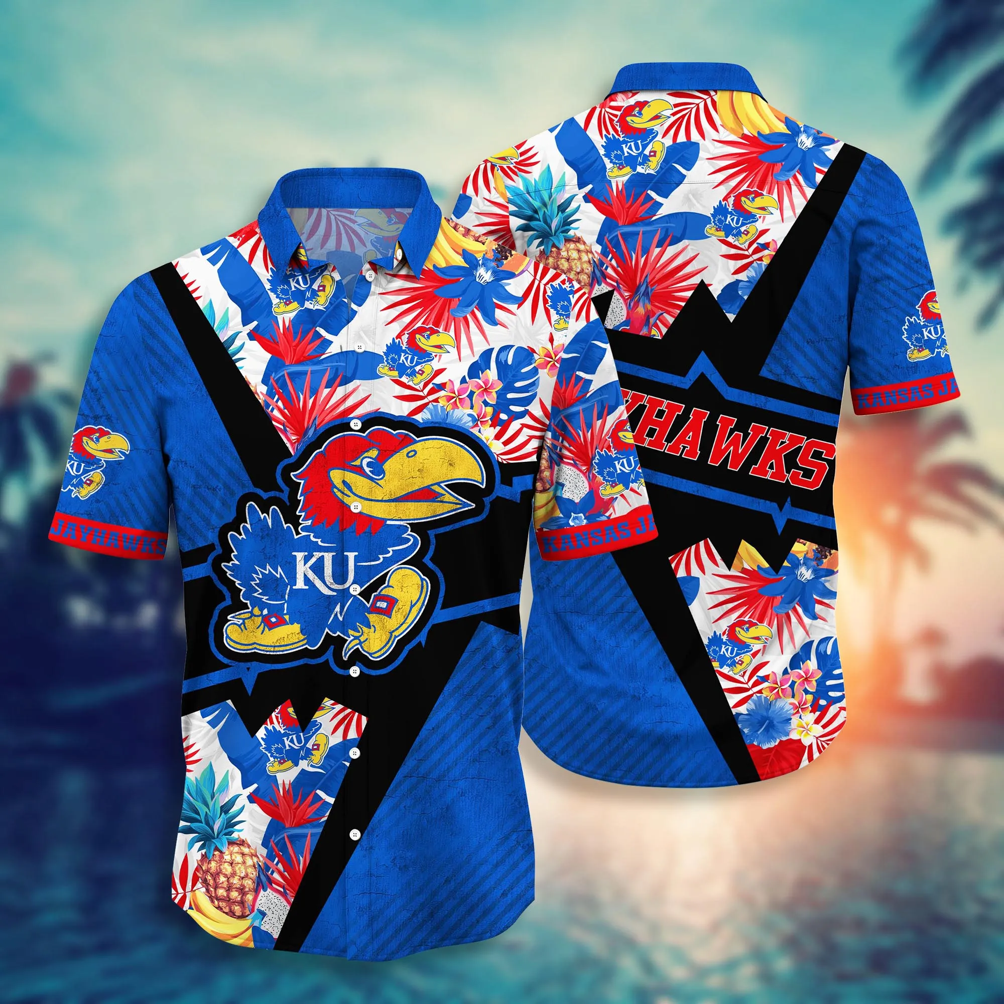 Kansas Jayhawks NCCA Hawaiian Shirt Sun-Soaked Aloha Shirt